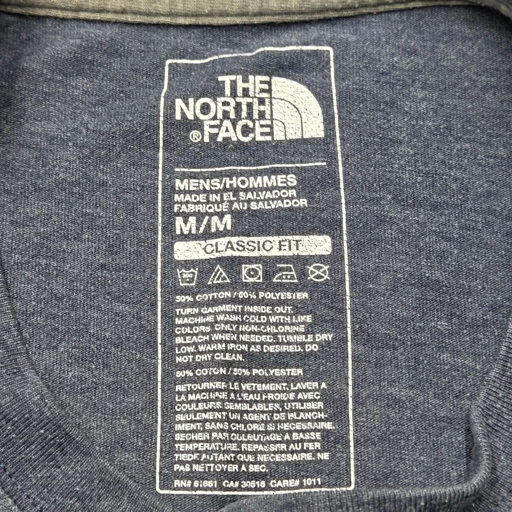 The North Face Long Sleeve T-Shirt Mens Medium Blue Heather Graphic Box Logo